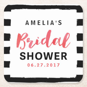 Chic Black & White Stripes Red Vrijgezellenfeest Kartonnen Onderzetters