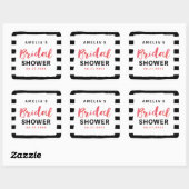 Chic Black & White Stripes Red Vrijgezellenfeest Vierkante Sticker (Vel)
