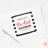 Chic Black & White Stripes Red Vrijgezellenfeest Vierkante Sticker (Envelop)