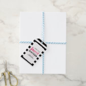 Chic Black & White Stripes Roze Sweet 16 Birthday Cadeaulabel (Met Touw)