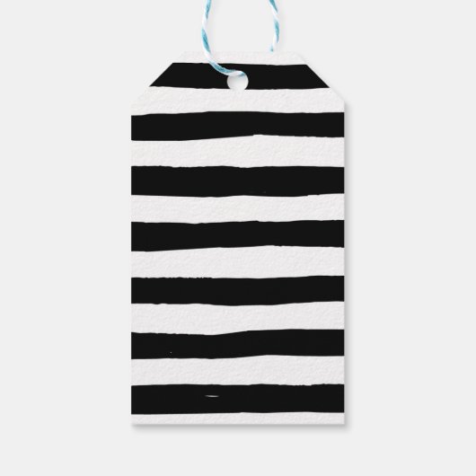 Chic Black & White Stripes Roze Sweet 16 Birthday Cadeaulabel (Achterkant)