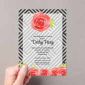 Chic Black White Stripes Rozen Derby Horse Acryl Uitnodigingen (Insitu (Draagbaar))