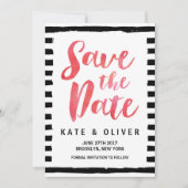 Chic Black & White Stripes Save the Date Kaart (Voorkant)