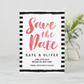 Chic Black & White Stripes Save the Date Kaart (Staand voorkant)