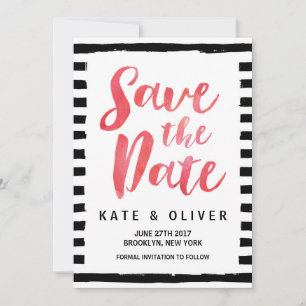 Chic Black & White Stripes Save the Date Kaart