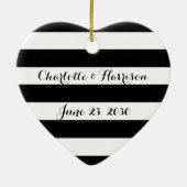 Chic Black White stripes scriptnamen Kerstmis Keramisch Ornament (Achterkant)