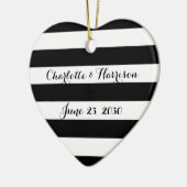 Chic Black White stripes scriptnamen Kerstmis Keramisch Ornament (Links)