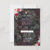 Chic Black & White Theme met Bourgogne Flowers Kaart (Voorkant)