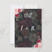 Chic Black & White Theme met Bourgogne Flowers Kaart (Achterkant)