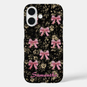 Chic black white toile pink coquette bows monogram Case-Mate iPhone case (Achterkant)