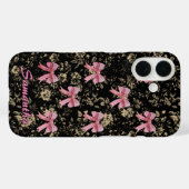 Chic black white toile pink coquette bows monogram Case-Mate iPhone case (Achterkant (horizontaal))