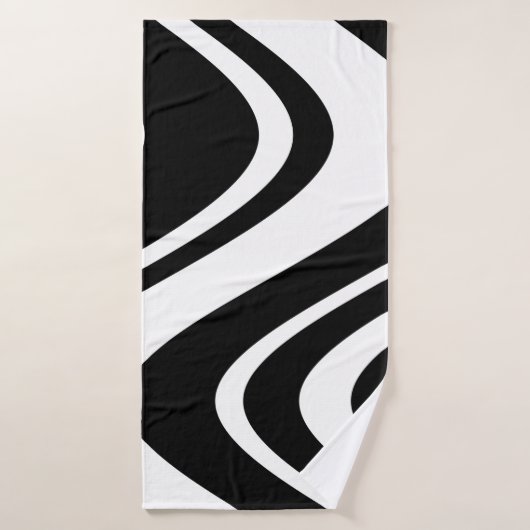 Chic Black & White Wavy Stripe Zebra Fashionable Bad Handdoek (Badhanddoek)