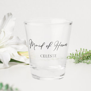 Chic Black White Wedding Custom Maid of Honor Shot Glas