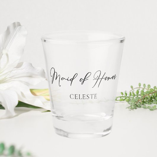 Chic Black White Wedding Custom Maid of Honor Shot Glas
