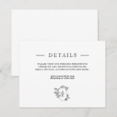 Chic Black White Wedding Details Enclosure Kaart (Voorkant / Achterkant)