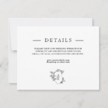 Chic Black White Wedding Details Enclosure Kaart