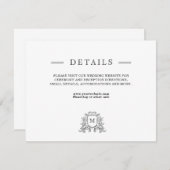 Chic Black White Wedding Details Enclosure Kaart (Voorkant / Achterkant)