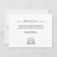 Chic Black White Wedding Details Enclosure Kaart