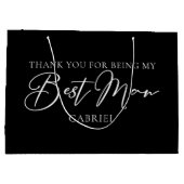 Chic Black White Wedding Modern Custom Best Man Groot Cadeauzakje (Achterkant)
