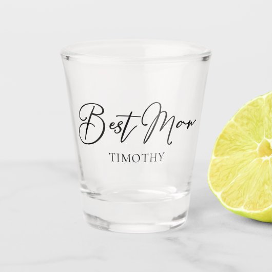 Chic Black White Wedding Modern Custom Best Man Shot Glas (Voorkant)