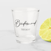 Chic Black White Wedding Modern Custom Bridesmaid Shot Glas (Voorkant)
