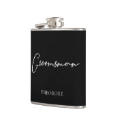 Chic Black White Wedding Modern Custom Groomsman Heupfles (Links)