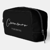 Chic Black White Wedding Modern Custom Groomsman Toilettasje (Rechterhoek)