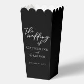 Chic Black White Wedding Personalized Popcorn Bedankdoosjes (Voorkant)