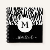 Chic Black White Zebra Print Monogram zakboekje Notitieboek (Voorkant)