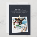 CHIC BLACK WINTER PHOTO SNOWMAN MERRIEST CHRISTMAS FEESTDAGENKAART<br><div class="desc">Als u nog meer aanpassingen nodig hebt,  kunt u mij op yellowfebstudio@gmail.com vrij klikken.</div>