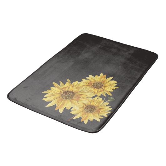 Chic Black Wood Grain and Sunflower Bath Mat (Gekanteld)