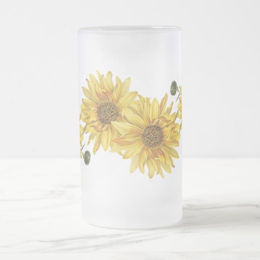 Chic Black Wood Grain and Sunflower Frosted Mok (Center)