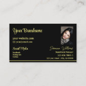 Chic Black Yellow Stripes met foto Professional Visitekaartje (Achterkant)