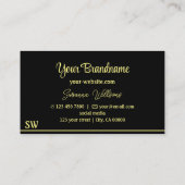 Chic Black Yellow Stripes met monogram stijlvol Visitekaartje (Achterkant)