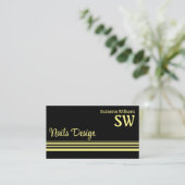 Chic Black Yellow Stripes met monogram stijlvol Visitekaartje (Staand voorkant)
