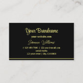 Chic Black Yellow Stripes Professional en stijlvol Visitekaartje (Achterkant)