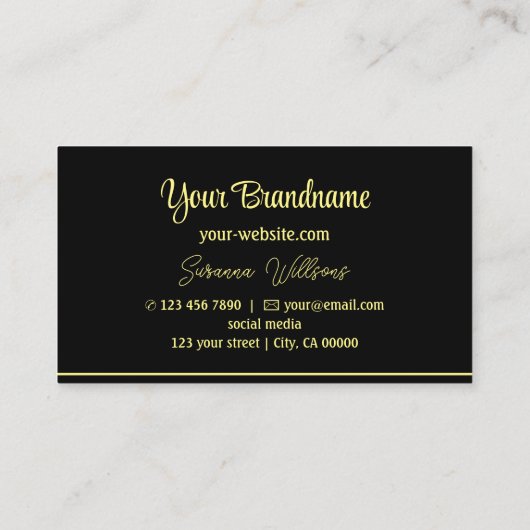 Chic Black Yellow Stripes Professional en stijlvol Visitekaartje (Achterkant)