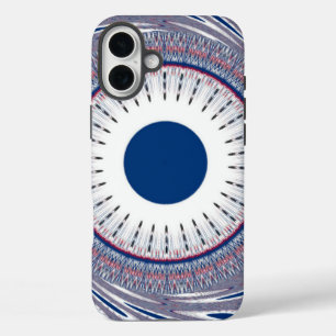 Chic blauw abstract kunst ontwerp iPhone 16 plus hoesje