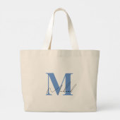 Chic Blauw Cursief Elegant Grote Tote Bag (Achterkant)