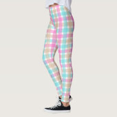 Chic Blauw en Roze Check Patroon Leggings (Links)