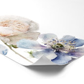 Chic Blauw en Wit Bloemen Huwelijk Welkom Poster (Hoek)