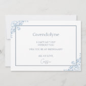 Chic blauw en wit bruidsmeisje voorstel Kaart (Achterkant)