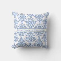 Chic Blauw en Wit Damask  Patroon