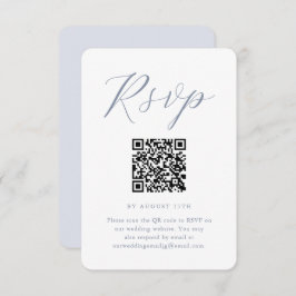 Chic Blauw en Wit Trouwen RSVP met QR-code
