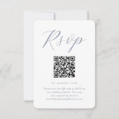 Chic Blauw en Wit Trouwen RSVP met QR-code Kaartje (Voorkant)