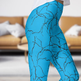 Chic blauw en zwart fractuur patroon leggings