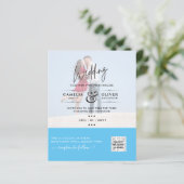 Chic Blauw Foto Huwelijksuitnodiging QR Code Bewaa (Staand voorkant)