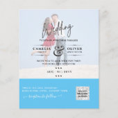 Chic Blauw Foto Huwelijksuitnodiging QR Code Bewaa (Voorkant)