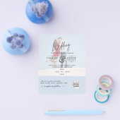Chic Blauw Foto Huwelijksuitnodiging QR Code Bewaa Flyer (Enkel)