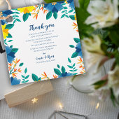 Chic Blauw Geel Bloemen Huwelijk Dank u Bericht Bedankjes Labels